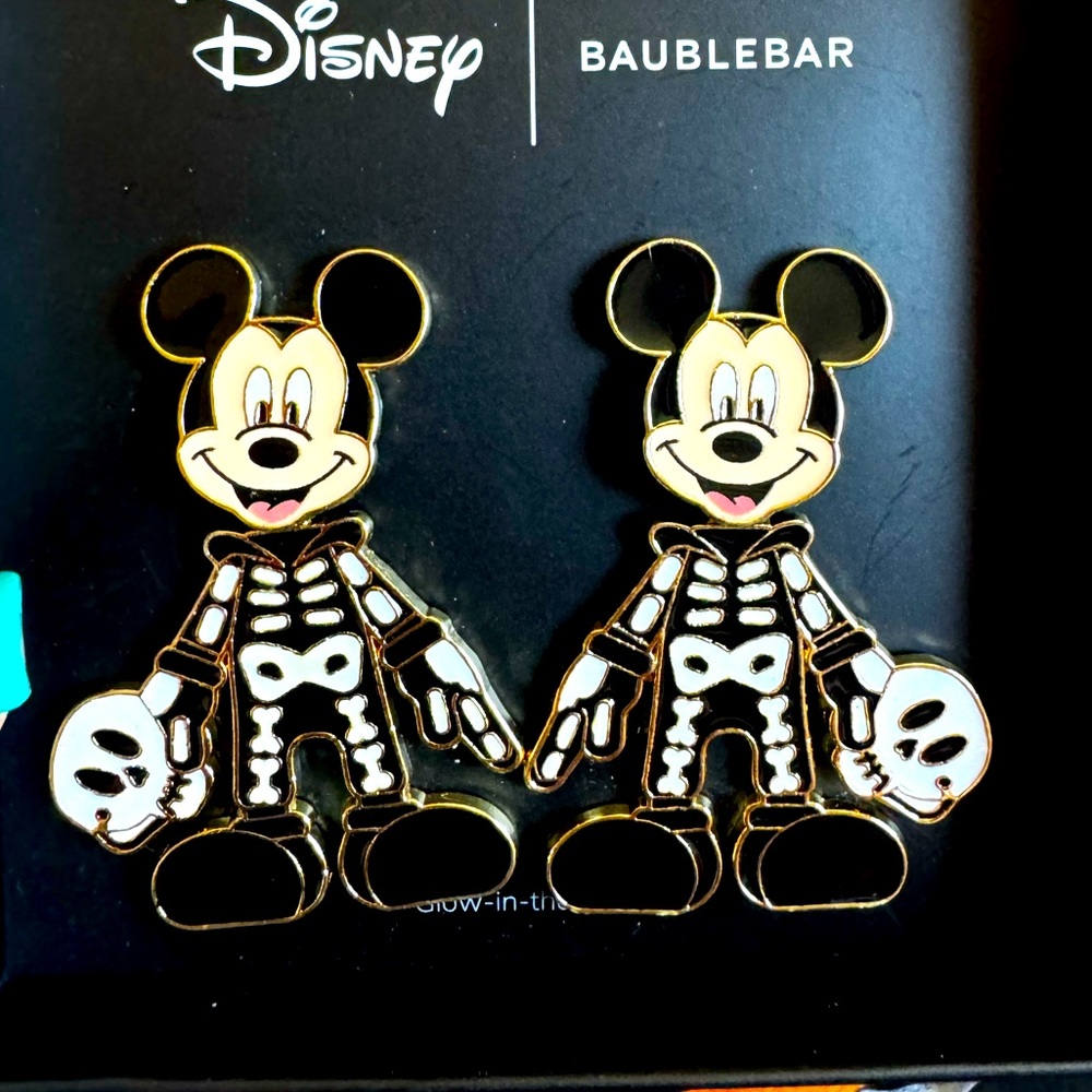 BaubleBar Mickey Mouse skeleton Halloween earrings